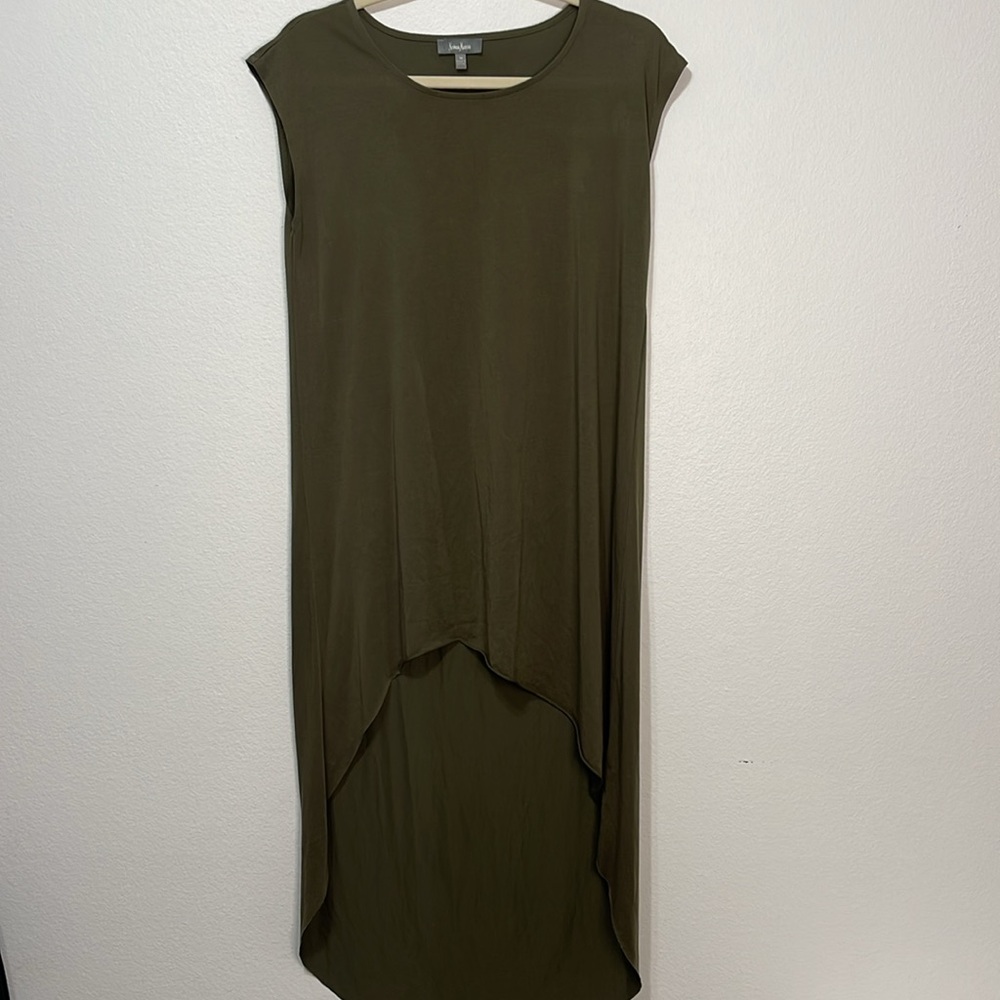 Neiman Marcus High Low Dress or tunic in Olive Green Size Medium EUC